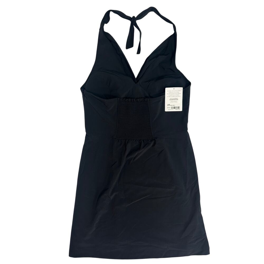 Athleta Go Anywhere Halter Dress 14P Petite NWT Black Travel Tennis Golf Active
